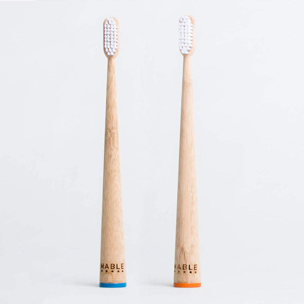 MABLE Bamboo Toothbrush, Self-Standing, Non-Toxic Extra Soft Bristles, Pack of 2