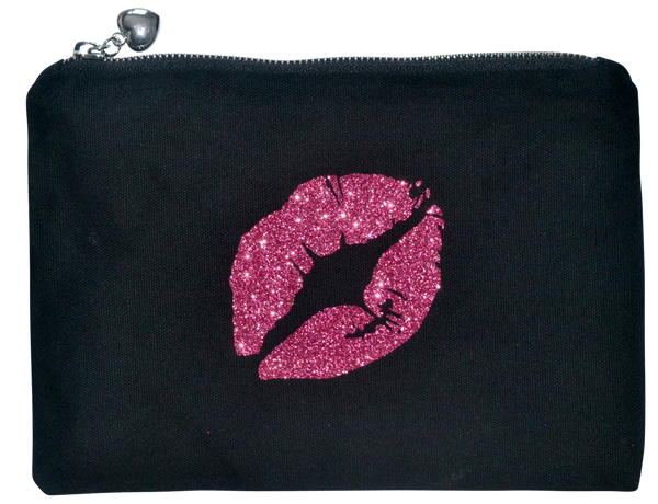 Pink Glitter Lips Makeup Canvas Bag