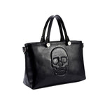 Mechaly Women's Skully Black Vegan Leather Skull Handbag