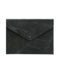 Envelope Clutch Bag in Black Leaf Leather