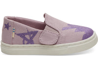 Burnished Lilac Glitter Star Canvas Tiny TOMS Luca Slip-Ons