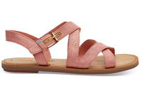 Coral Pink Shimmer Canvas Women's Sicily Sandals