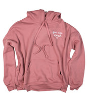 You Are Loved Embroidered Script Mauve Hoodie