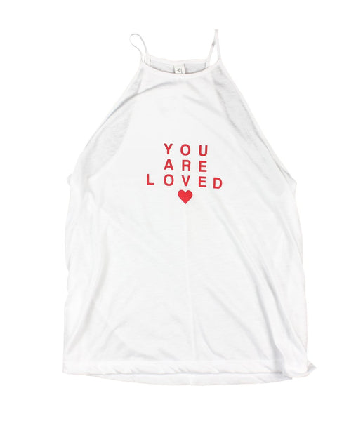 You Are Loved Red Letter Women's Flowy High Neck Top