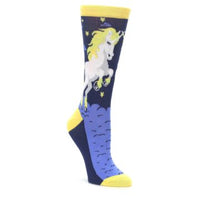 Navy Yellow Unicorn Women’s Dress Socks