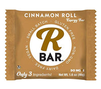 RBar Whole Food Cinnamon Roll Energy Bar - Dairy & Gluten Free Snacks, Vegan Protein Bar - 3 Healthy Ingredients (10 Pack)