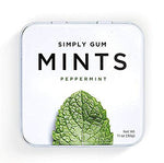 Breath Mints by Simply Gum, Peppermint, Vegan, Non GMO, 45 Pieces, Pack of 6