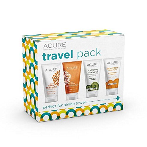 ACURE Essentials Travel Size Kit, Shampoo, Conditioner, Day Cream and Facial Scrub