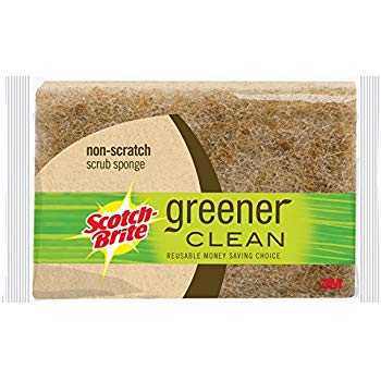 Scotch-Brite Greener Clean Natural Fiber Non-Scratch Scrub Sponge, Made from 100% Plant-Based Fibers, 12-Sponges