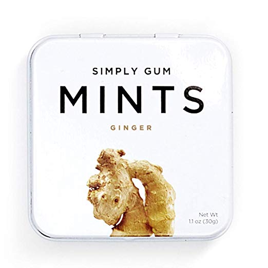 Breath Mints by Simply Gum, Ginger, Vegan, Non GMO, 45 Pieces, Pack of 6