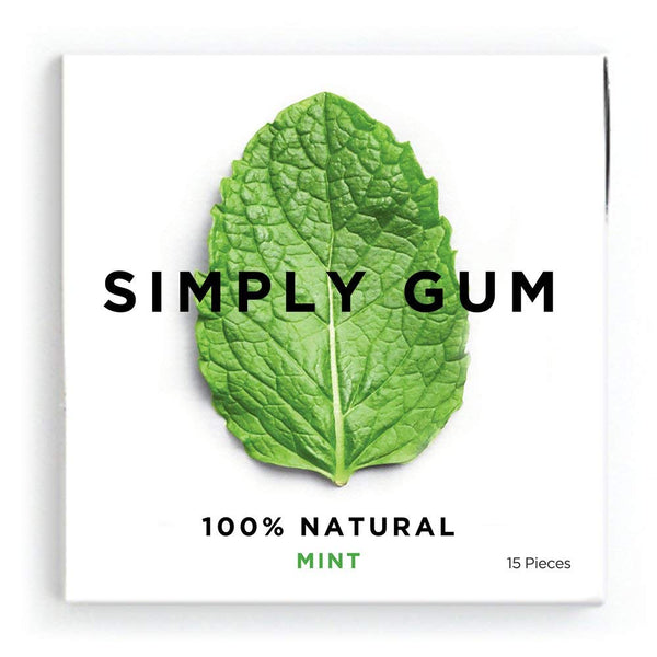 Simply Gum Natural Vegan Chewing Gum, Mint, 15 Count, Pack of 6