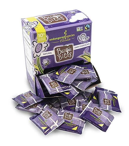 Endangered Species Bug Bites, Smooth Dark Chocolate, 0.35 Ounce (Pack of 64)