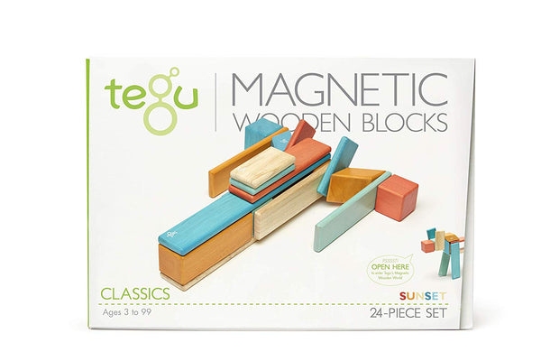 24 Piece Tegu Magnetic Wooden Block Set, Sunset