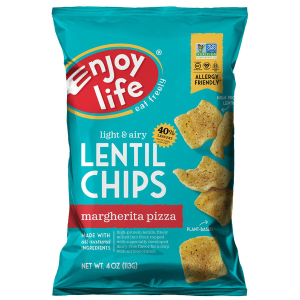 Lentil Chips, Soy free, Nut free, Gluten free, Dairy free, Non GMO, Vegan, Margherita Pizza, 4 Ounce Bags (Pack of 12)