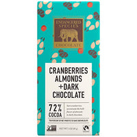 Wolf, Natural Dark Chocolate (72%) with Cranberries & Almonds, 3-Ounce Bars (Pack of 12)
