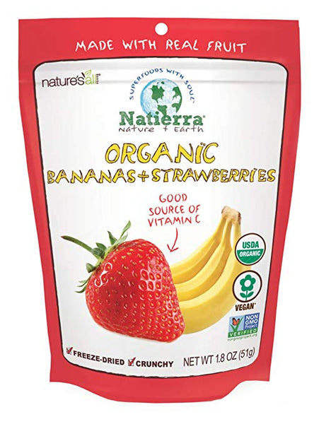 Natierra Nature's All Foods Organic Freeze-Dried Bananas and Strawberries, 1.8 Ounce