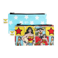 DC Comics Wonder Woman Snack Bags, Reusable, Washable, Food Safe, BPA Free, 2-Pack