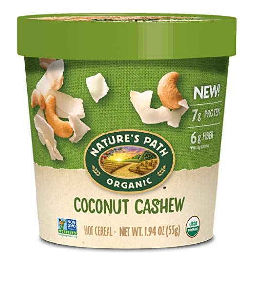 Organic Oatmeal Cup, Coconut Cashew (Pack of 12)