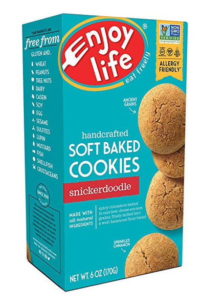Enjoy Life Soft Baked Cookies, Soy free, Nut free, Gluten free, Dairy free, Non GMO, Vegan, Snickerdoodle, 1 Box