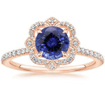 14K Rose Gold Sapphire Reina Diamond Ring