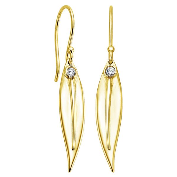 18K Yellow Gold Eucalyptus Diamond Earrings