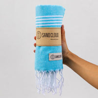 Aqua Blue Classic Stripes Recycled Towel