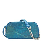 Chain Shoulder Bag in Turquoise Leaf Leather