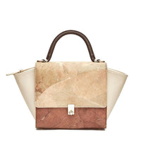 Emily Two Tone Bag in Brown and Natural Leaf Leather