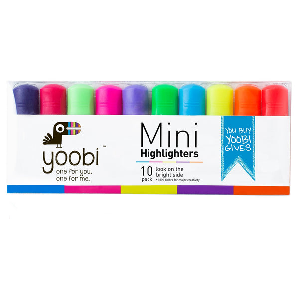 Yoobi Mini Highlighters - Multicolor, 10 Pack