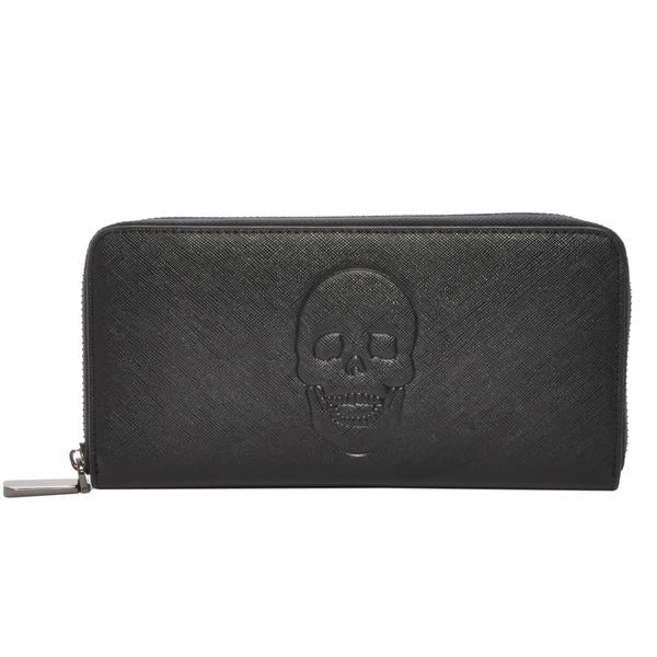 Mechaly Women's Skully Black Vegan Leather Skull Wallet