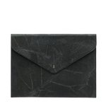 Envelope Clutch Bag in Black Leaf Leather