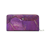 Zip Around Wallet in Purple Leaf Leather