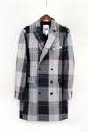 Double Breasted Overcoat - Blue Plaid