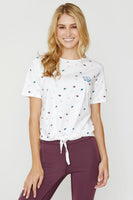 Soft White Tossed Elephant Knot-Front Tee