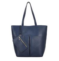 Mechaly Women's Lexi Blue Vegan Leather Tote Handbag