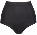 Zara High Waisted Bikini Pant - Black Ribbed (Full Back)