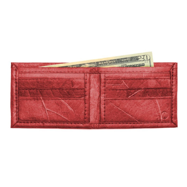 Leaf Leather Bifold Wallet - Red