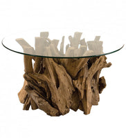 Teak Driftwood & Glass Coffee Table